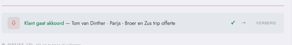 Een groene melding: Klant gaat akkoord, met een vinkje om hem af te handelen
