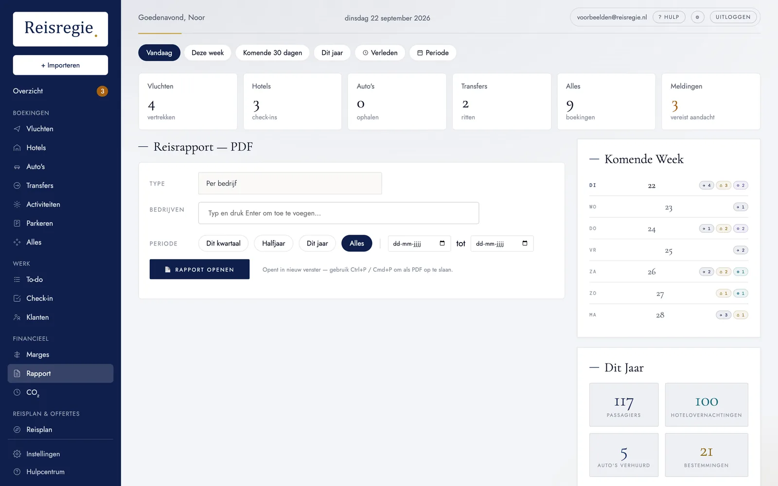 Reisrapport per bedrijf